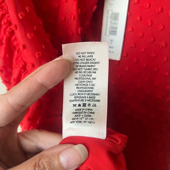 NWT Alice + Olivia Daria Ruched Mini Dress in Perfect Poppy Size 6 - Picture 7 of 8